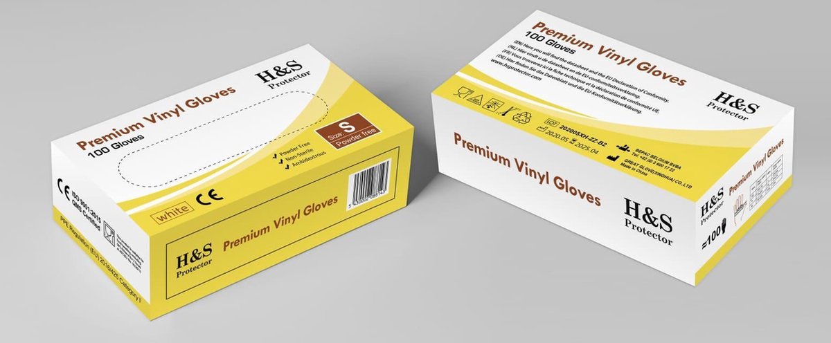 Wegwerp handschoenen - Vinyl handschoenen - Wit - Poedervrij - maat XL - doos 100 stuks - HS Protector