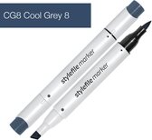 Stylefile Marker Brush - Cool Grey 8 - Hoge kwaliteit twin tip marker met brushpunt