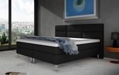 Boxspring Amsterdam DELUXE - stijlvol ,  mooi design - compleet met HR koudschuim matras  140x200 zwart
