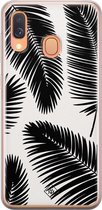 Samsung A40 hoesje siliconen - Palm leaves silhouette | Samsung Galaxy A40 case | zwart | TPU backcover transparant