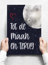 Wandbord: Liefde tot de maan en terug! - 30 x 42 cm