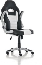 Ergonomische bureaustoel - Game stoel - Modern - Armleuning - In hoogte verstelbaar - Kunstleer - Wit/zwart - 60x66x128 cm