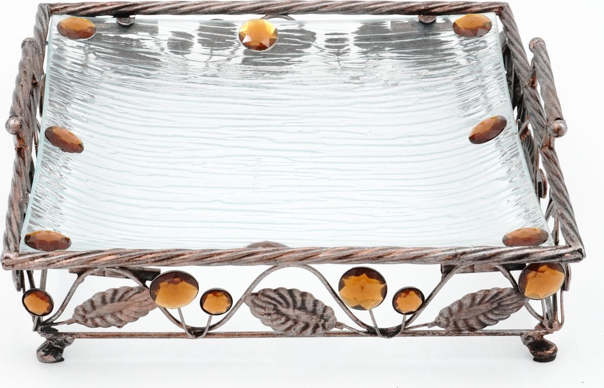 Glas Decoratie Schaal - Brons - 30x30 cm