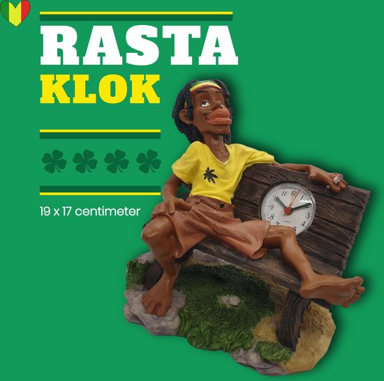 Klokje staand wiet accesoires – tafelklok met rasta weed fan van reggae zanger Bob Marley uit Jamaica | GerichteKeuze
