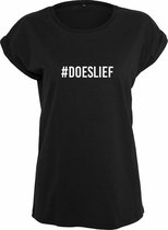 #Doeslief Rustaagh dames t-shirt - maat XS - comfortabel - zwart - tekst - bedrukt