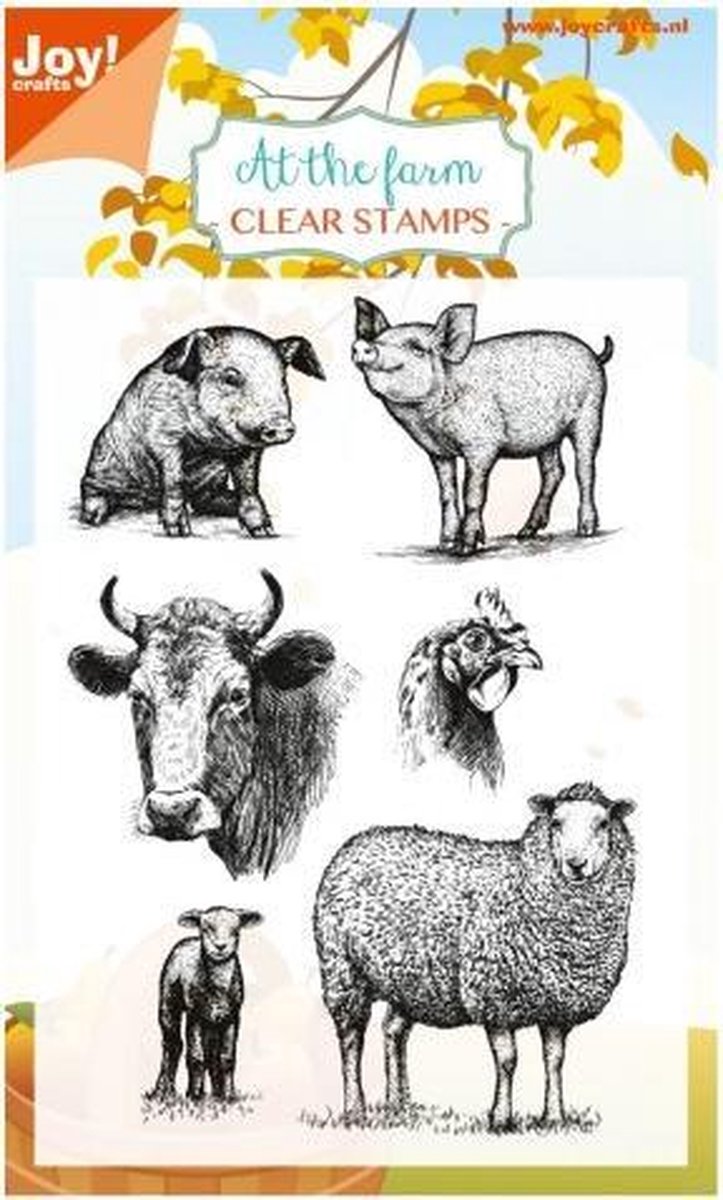 Joy!Crafts clear stempel varkens schapen kip koeJoy!Crafts clear stempel varkens schapen kip koe