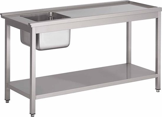 Gastro-Inox Korven Spoeltafel Met Onderblad Rechts - Gastro-Inox 305.051 - Horeca & Professioneel