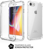 iPhone 7 / 8 Hoesje Shock Proof Siliconen Hoes Case Cover Transparant - 2 x Tempered Glass Screenprotector