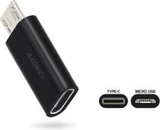 A-konic Micro-USB naar USB-C adapter - Verloop converter- Zwart |