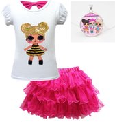 Jurk Queen Bee prinsessen jurk 122-128 (140)  verkleed set + GRATIS ketting