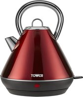 Tower Infinity Rapid Boil traditionele Retro Waterkoker 1.8 Liter roestvrij staal, 3000 W, rood