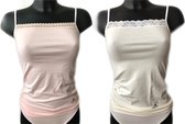 Lydia 2-pack Spaghetti hemdje met kant creme/licht roze maat S