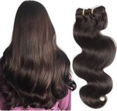 Clip in human hairextensions body wave Kleur 2 donkerbruin 55cm 200 gram