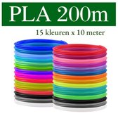 Nolad´s Premium 3D pen PLA filament  - Set PLA-FILAMENT 1.75 mm - 15 KLEUREN - 150 meter (15 kleuren, elk 10m) - VOOR 3D-PRINTER EN 3D-PEN