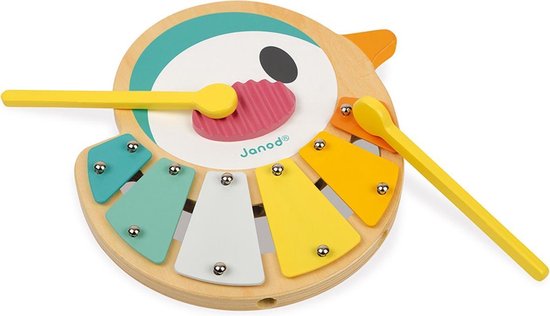 Janod Pure - Xylo-Vogel - De Xylofoon Heeft 6 Tonen - De Poten Van De Vogel Fungeren Als Trommelstokjes En Kunnen Binnenin Opgeborgen Worden! - Voor Extra Stabiliteit Is Hij Voorzien Van Antislipvoetjes - Geschikt Vanaf 1 Jaar van Janod — afbeelding 5