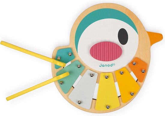 Janod Pure - Xylo-Vogel - De Xylofoon Heeft 6 Tonen - De Poten Van De Vogel Fungeren Als Trommelstokjes En Kunnen Binnenin Opgeborgen Worden! - Voor Extra Stabiliteit Is Hij Voorzien Van Antislipvoetjes - Geschikt Vanaf 1 Jaar van Janod — afbeelding 3