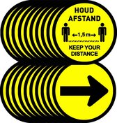 Corona stickerset - 2 x 10 stuks - rond - Keep your distance - houd afstand - COVID-19 - 14cm