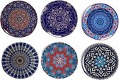 Onderzetters - Set van 6 - Rond - Onderzetters voor glazen - Bohemian - Oosterse - Mandala design - Coasters -Sint cadeaus