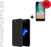 Iphone SE 2020 /iphone 7/iphone 8 Hoesje Zwart  TPU Siliconen Soft Case + 2X Tempered Glass Screenprotector