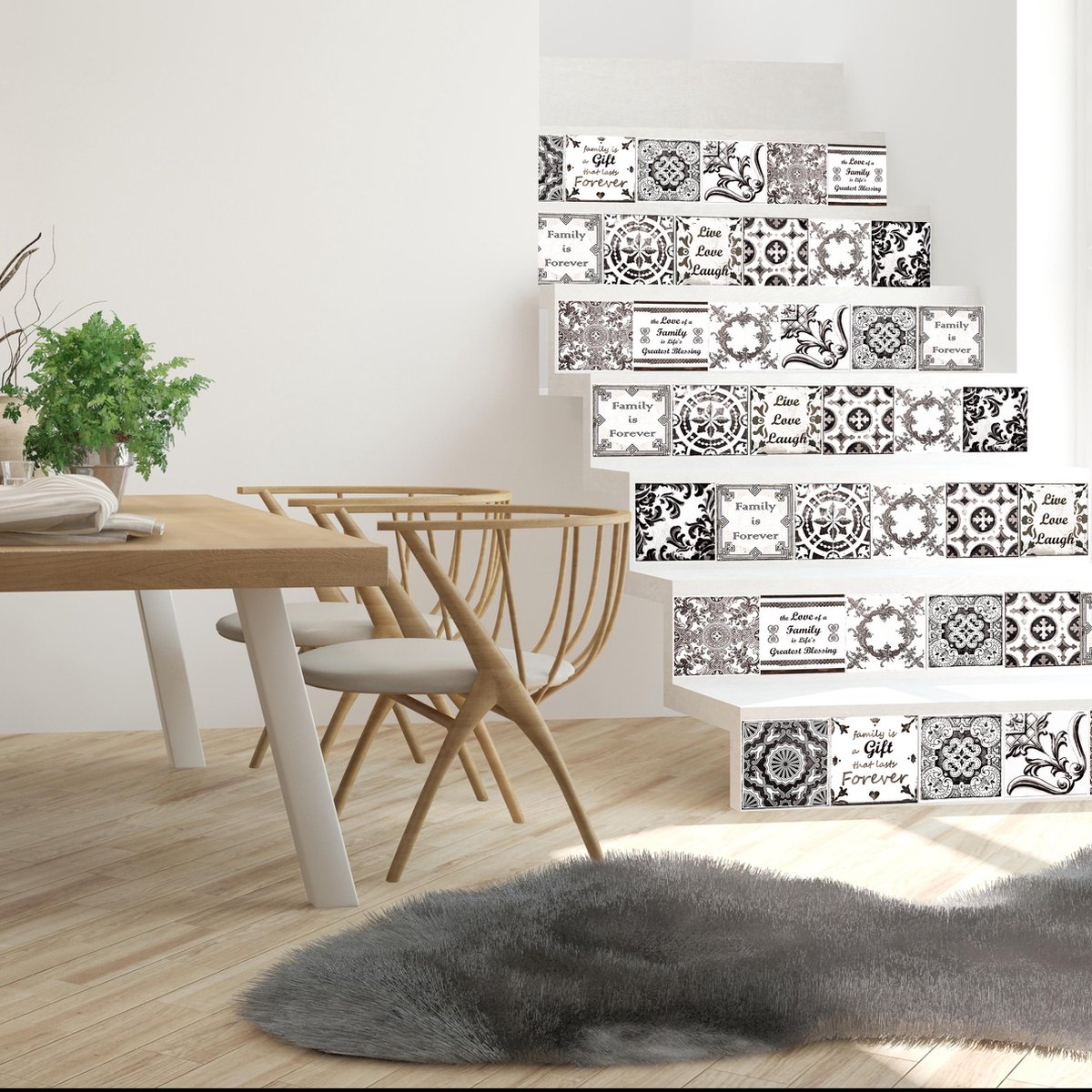 Walplus Engelse Quote - Muursticker/Trapsticker - Bruin - 15x15 cm - 24 stuks