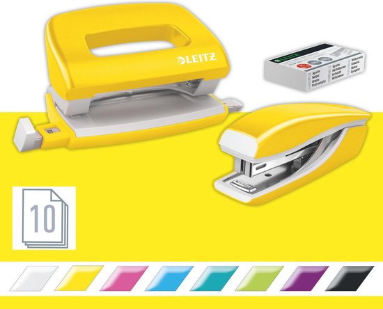 Leitz NeXXt WOW Mini Agrafeuse Et Perforatrice Set Comprend Staples 