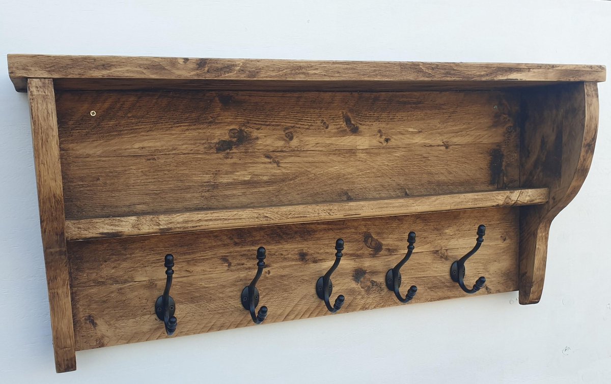 Steigerhouten kapstok met 5 haken. Lichte was. Verkrijgbaar in meerdere kleuren