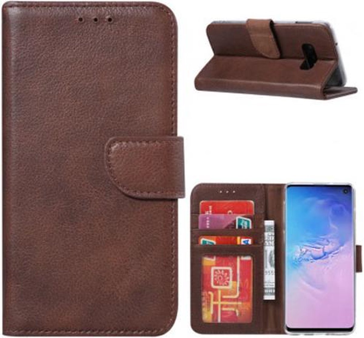 GSM-Basix Premium Genuine Leren Wallet Case Hoesje voor Apple iPhone X/XS Bruin