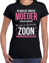Trotse moeder / zoon cadeau t-shirt zwart voor dames - verjaardag / Moederdag - cadeau / bedank shirt M