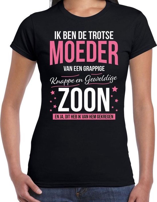 ornament straf Kostuum Trotse moeder / zoon cadeau t-shirt zwart voor dames - verjaardag /  Moederdag - cadeau... | bol.com