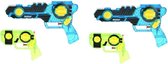 2x Waterpistolen/waterpistool 2-delig van 26 cm blauw/groen kinderspeelgoed - waterspeelgoed van kunststof