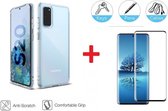 2-In-1 Screenprotector Bescherming Protector Set Geschikt Voor Samsung Galaxy S20 - Full Cover 3D Edge Tempered Glass Screen Protector Met Siliconen Back Cover Case - Transparant