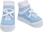 Chaussettes Stepping Out Sneaker bleu clair pour bébé de 0 à 12 mois. Lacets blancs-Semelles antidérapantes-Cadeau baby shower-Baby shower