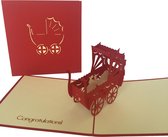 pop-up baby wagen kaart met envelop  geboorte voor jongen /meisje kaart felicitatie kaart ansichtkaarten