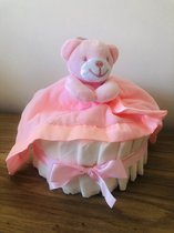 Luiertaart small meisje met knuffeldoekje| kraamcadeau | babyshower | kraamfeest