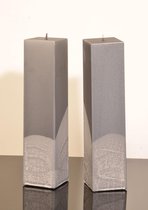 Candles by Milanne Kwadrant - Mat Grijs - 22 cm - 2 Stuks