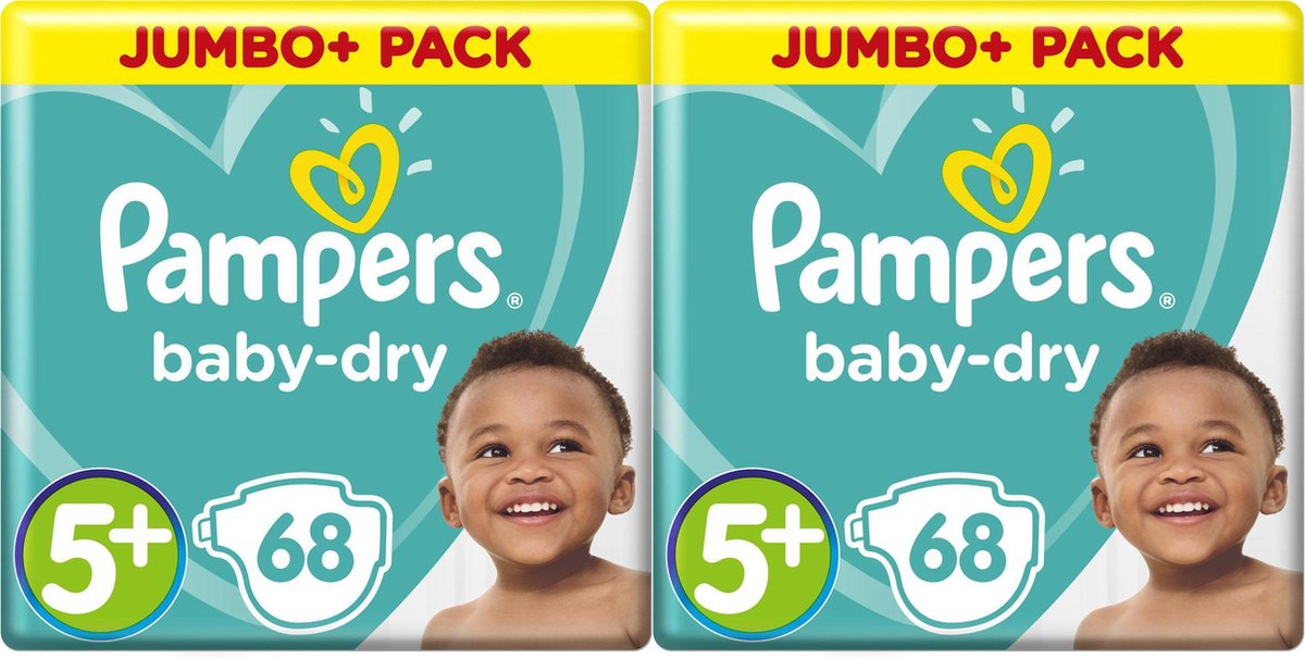 Pampers Baby Dry Luiers - maat 5+ - 2 x 68 (136) stuks