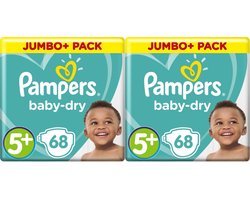 Pampers Baby Dry Luiers - maat 5+ - 2 x 68 (136) stuks