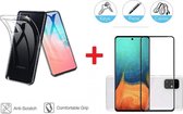 2-In-1 Screenprotector Bescherming Protector Set Geschikt Voor Samsung Galaxy S10 Lite - Full Cover 3D Edge Tempered Glass Screen Protector Met Siliconen Back Cover Case - Transparant
