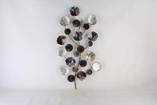 Wanddecoratie Woonkamer - Metalen Tak met Cirkels voor aan de muur