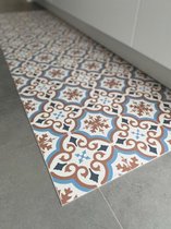 JYG Vloerkleed  Vleteren - Keukenloper - Keukenmat - Vinyl - Vintage - 60x400cm - Blauw Terra Beige