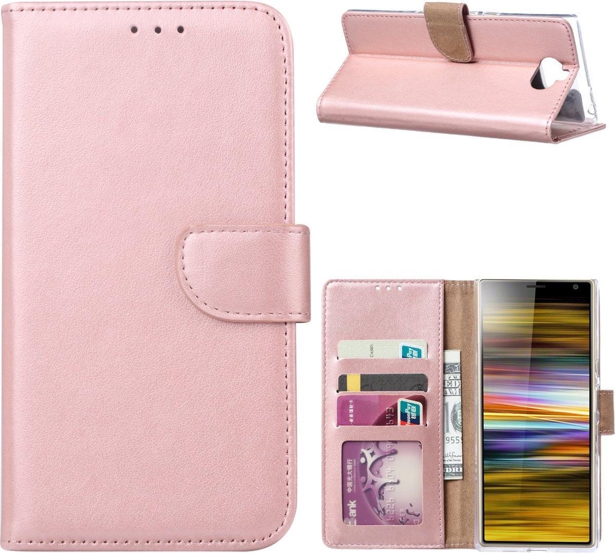 Bookcase Geschikt voor: Sony Xperia 10 Plus - Rose Goud - portemonee hoesje