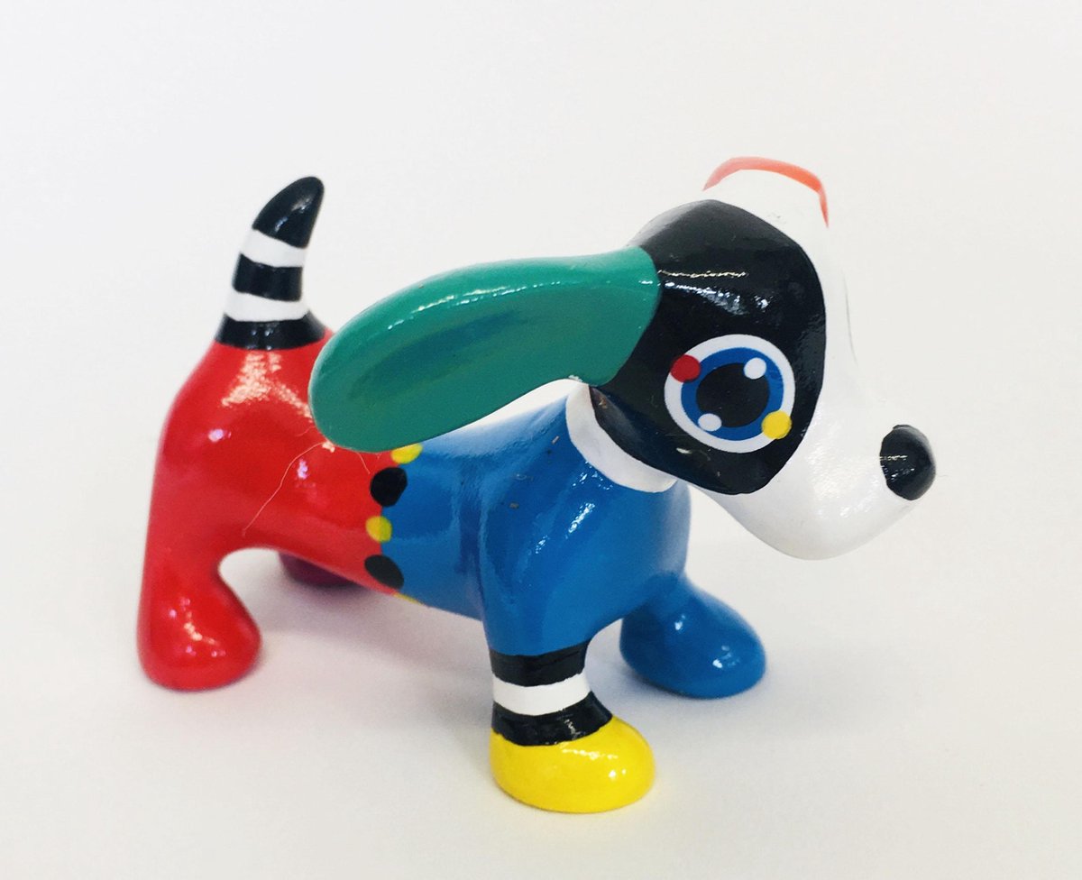 Jacky Zegers Beeld Teckel Harry-Kleurrijke, Vrolijke Kunst–Uniek en Origineel Cadeau–in Kleurrijke Geschenkdoos -JZ21-5 cm