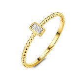 Twice As Nice Ring in 18kt verguld zilver, baguette zirkonia, bolletjes  58