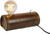 Stoere robuuste bamboe tafellamp 'Kenny' Lumbuck - Bamboo stronkje verlichting bruin