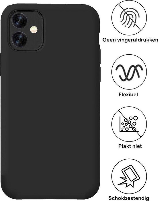 geschikt voor Apple iPhone 11 mat zwart siliconen hoesje / achterkant /  Back Cover TPU... | bol.com