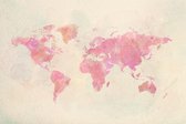 Schilderij - Roze wereld in Aquarel,  2 maten, Premium print