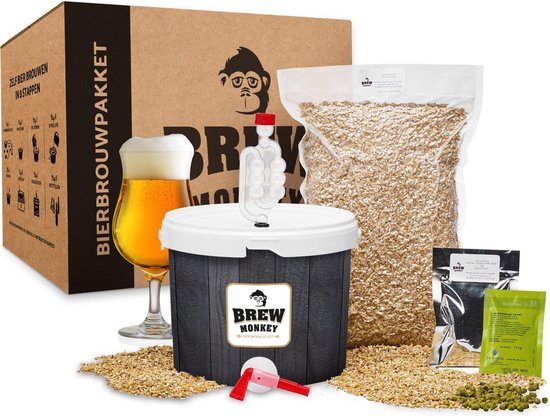 Brew Monkey Bierbrouwpakket - Basis Tripel - Zelf bier brouwen - Bier brouwen startpakket - origineel cadeau - valentijn - valentijn cadeautje voor hem