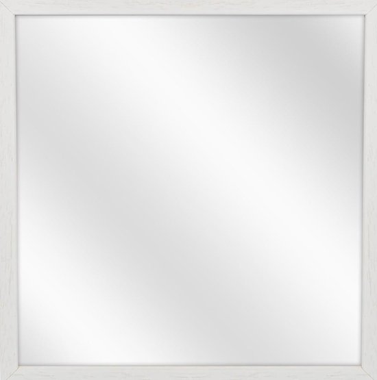 Spiegel met Vlakke Houten Lijst - Wit - 20x20 cm