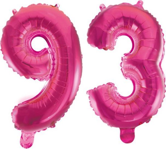 Folieballon 93 jaar roze 41cm