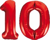 Folieballon 10 jaar rood 86cm